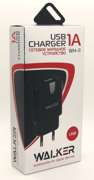 Сетевое зарядное устройство (СЗУ) WALKER  WH-11, 1A, 5Вт, USBx1, блочок +кабель Lightning (белые/черные)