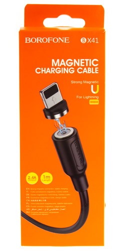 Кабель зарядки  USB - Lightning Borofone BX41 Магнитный (1м, 2.4A) 