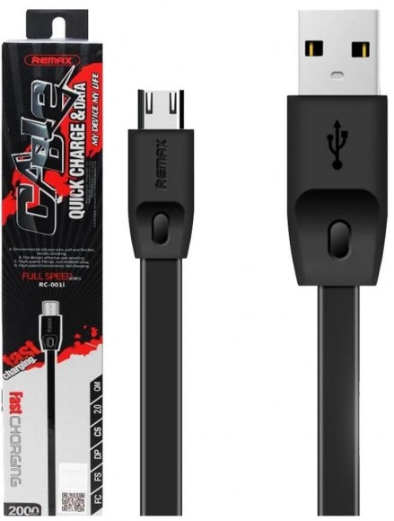 MicroUSB Remax RC-001 (2 m. 2.4 А)  Черный 