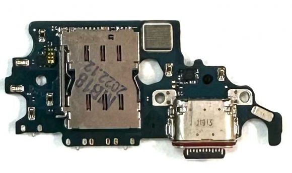 Шлейф (Плата) для Samsung G991B (S21) с системным разъемом/разъемом SIM/микрофоном