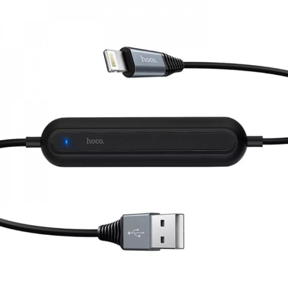 Кабель зарядки Hoco U22 USB - Lightning (c аккумулятором 2000 mAh) Черный