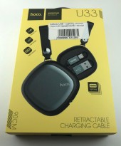 Кабель зарядки Hoco U33 USB - Lightning (выдвижной) Черный Кабель зарядки Hoco U33 USB - Lightning (выдвижной) Черный