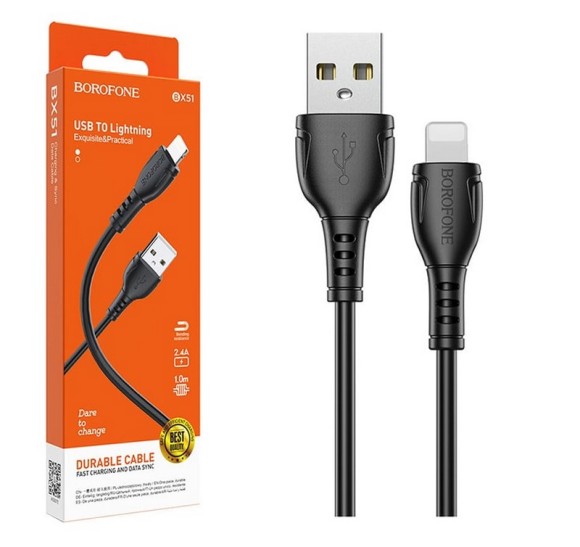 Кабель зарядки USB - Lightning Borofone BX51 Черный (1м) 