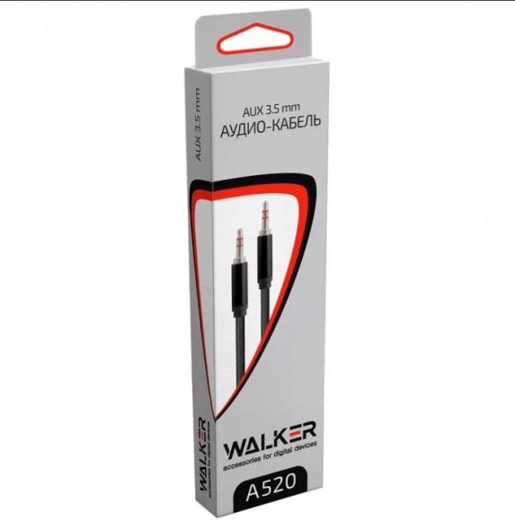  Кабель Walker A520 AUX черный ( в матерчатой обмотке 3 м)