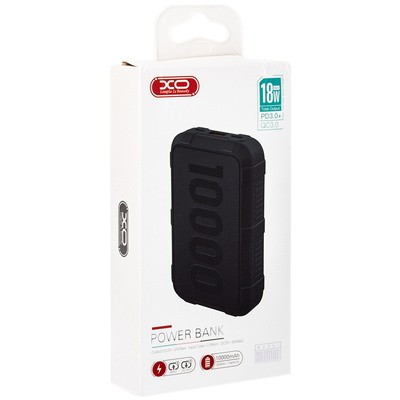 ЗУ Power Bank XO PR-112, 10000 mAh, 2.4A вх/вых, USBx1, QC 3.0+PD, (черный/белый)