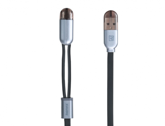 Кабель зарядки 2 в 1 [Lightning + MicroUSB] Remax RC-025t Черный